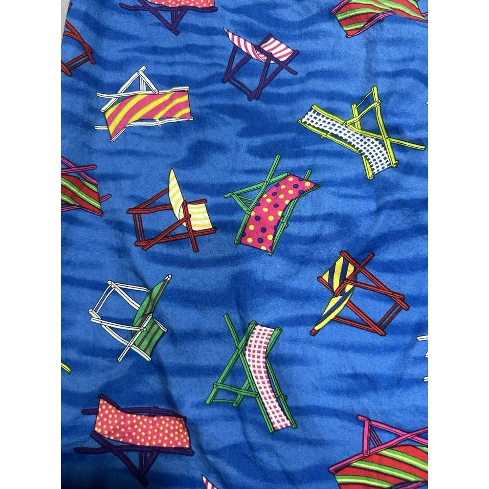 VTG Gottex Men's Blue Button Up Beach Chair Print L‎